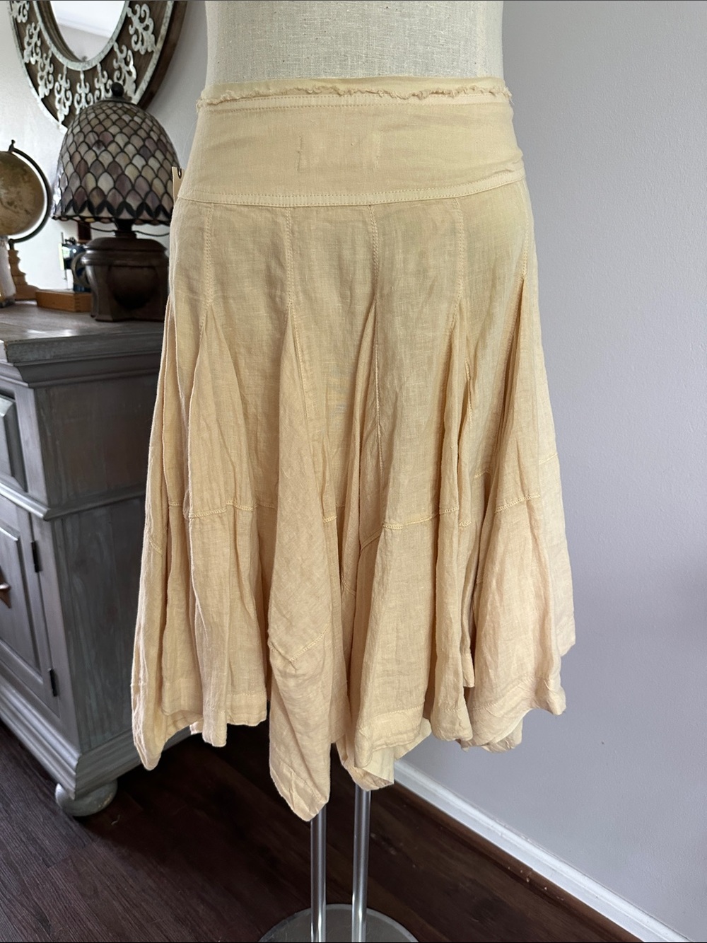 Anthropologie Linen Godet Midi Skirt - Picture 7 of 11